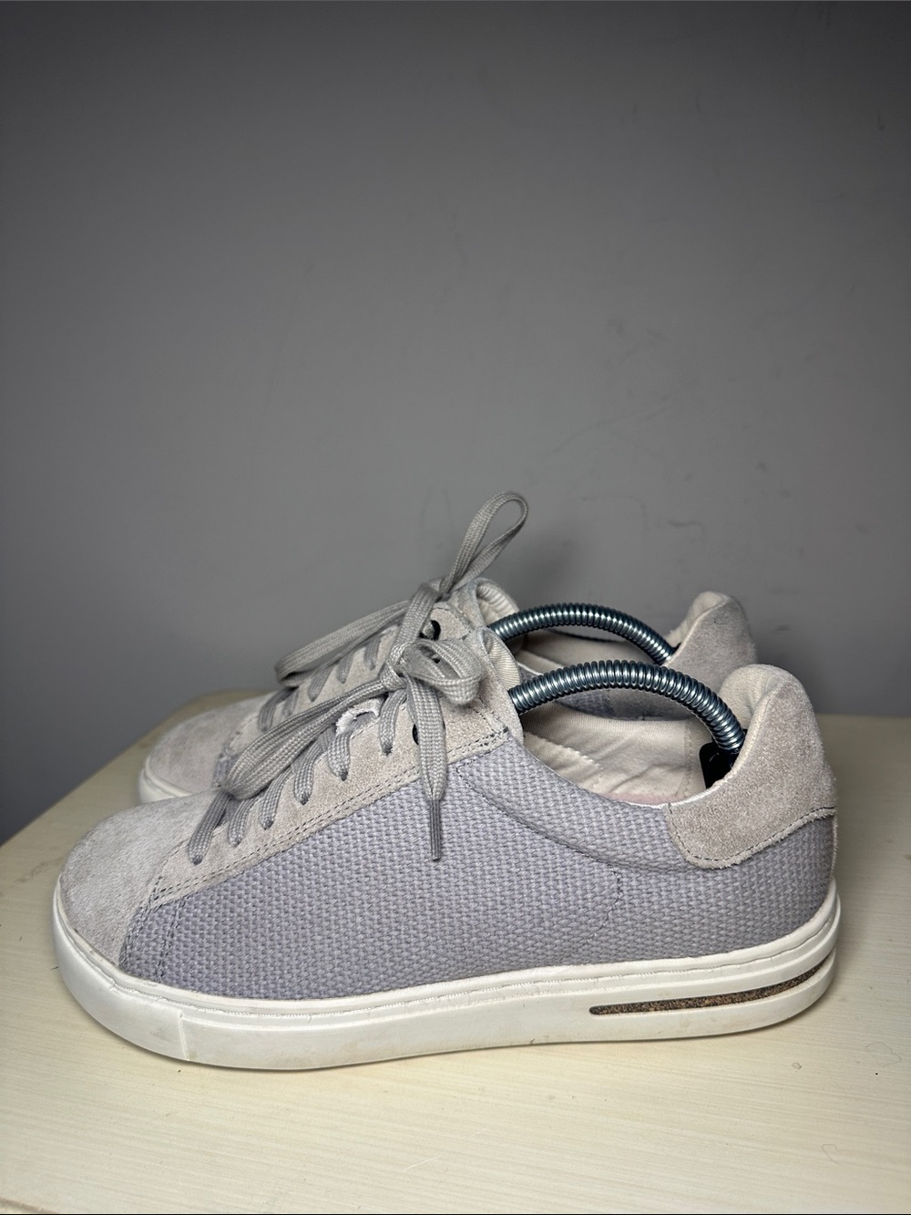 Birkenstock Light Gray Women's Athletic Sneakers with Suede Accents